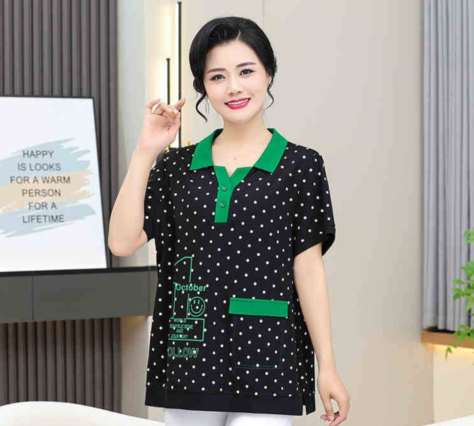 【買一送一】洋氣波點短袖T卹,材質柔軟舒適,很高級~品質可放心,不挑年齡身材!售後有保障,可退換貨! 【買一送一】洋氣波點短袖T卹,材質柔軟舒適,很高級~品質可放心,不挑年齡身材!售後有保障,可退換貨!